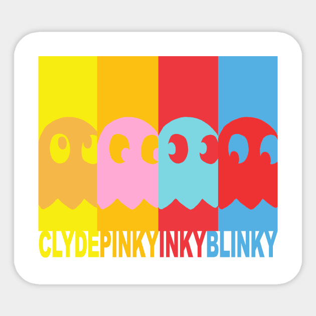 PACMAN Inky, Blinky, Pinky and Clyde Sticker by Eyz